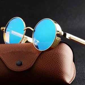 Metal Steampunk Sunglasses Men Women Fashion Round Glasses Brand Designer Vintag